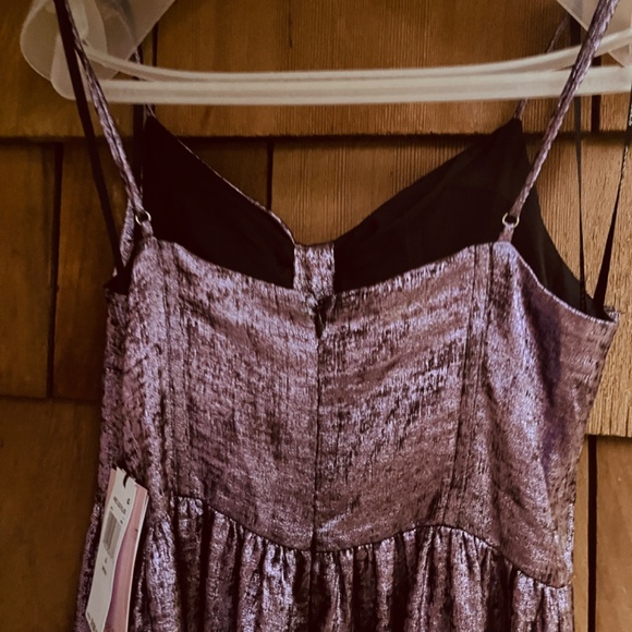 Avec Les Filles Metallic Violet Foiled Sleeveless Maxi Straps Side Slit Size 4 - Picture 10 of 10